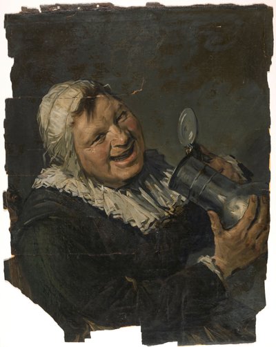 Malle Babbe. Una vecchia donna che ride porta una brocca alla bocca. Dipinto nello stile di Frans Hals da Han van Meegeren